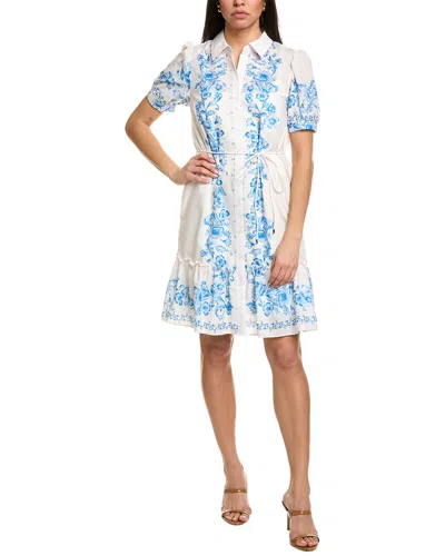 Julia Jordan Lawn Mini Dress In Ivory,blue