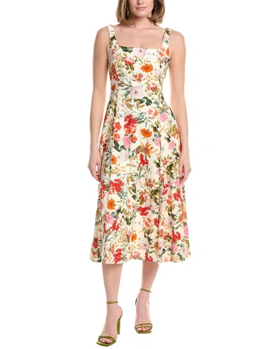 Julia Jordan Linen-blend Sleeveless Midi Dress In Multi