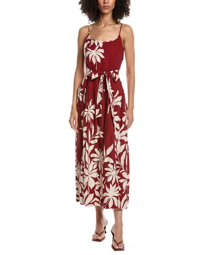 Julia Jordan Linen-blend Maxi Dress In Burgundy