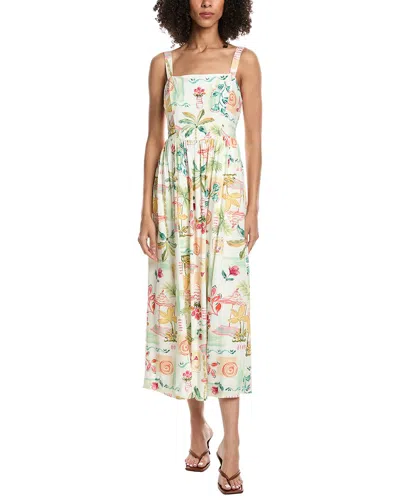 Julia Jordan Linen-blend Midi Dress In White