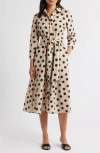 Julia Jordan Long Sleeve Button-up Midi Dress In Multi