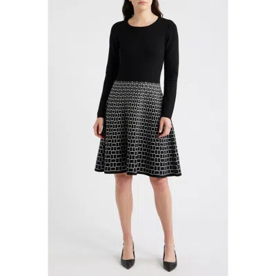 Julia Jordan Long Sleeve Jacquard Sweater Dress In Black