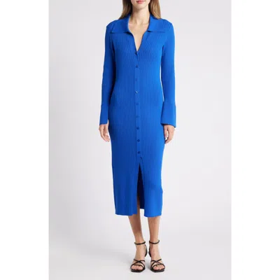 Julia Jordan Long Sleeve Rib Sweater Dress In Cobalt