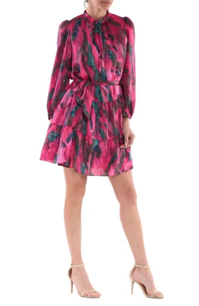 Julia Jordan Long Sleeve Ruffle Hem Dress In Magenta