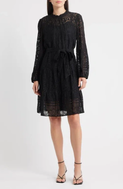 Julia Jordan Long Sleeve Tiered Lace Dress In Black
