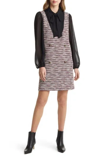 Julia Jordan Long Sleeve Tweed Minidress In Multi