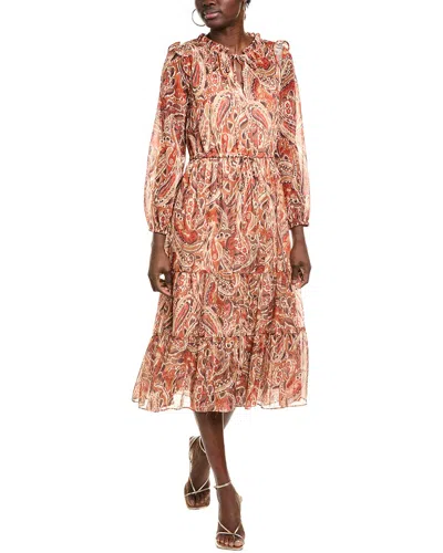 Julia Jordan Lurex Chiffon Midi Dress In Brown