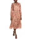 Julia Jordan Lurex Chiffon Midi Dress In Brown