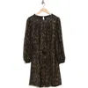 Julia Jordan Metallic Long Sleeve Swing Dress In Black Gold
