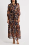 Julia Jordan Metalllic Abstract Print Maxi Dress In Multi