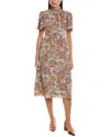 Julia Jordan Print Mock Neck Midi Dress In Blue