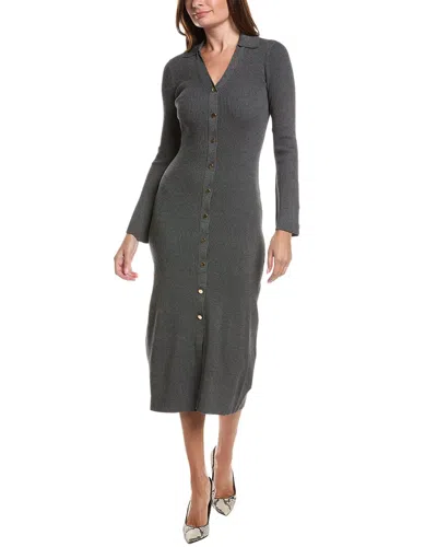 Julia Jordan Collar Long Sleeve Rib Maxi Sweater Dress In Gray
