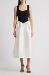 Julia Jordan Mix Media Scuba & Crepe Midi Dress