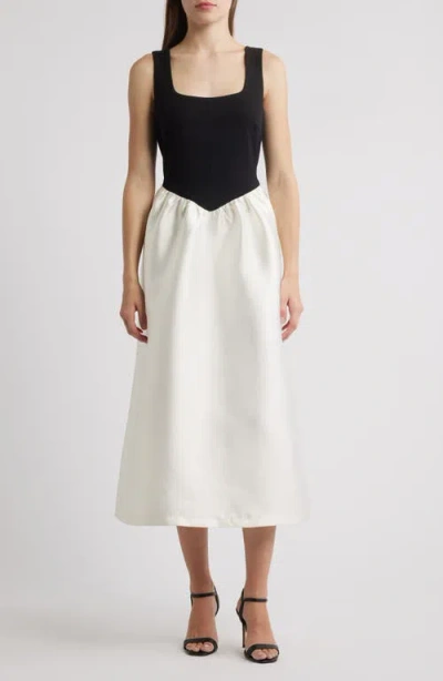 Julia Jordan Mix Media Scuba & Crepe Midi Dress