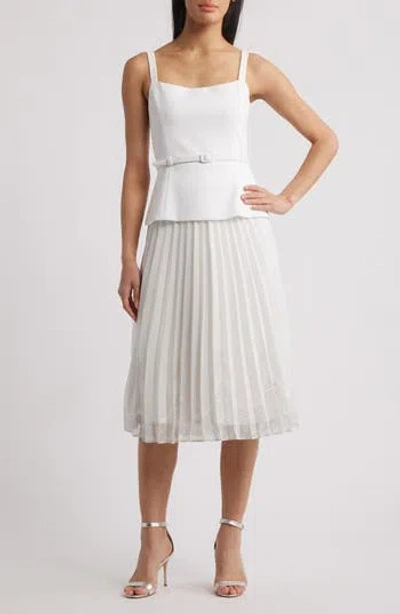 JULIA JORDAN JULIA JORDAN MIX MEDIA SLEEVELESS MIDI DRESS