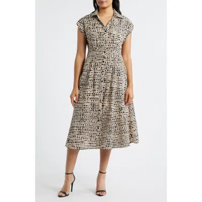 Julia Jordan Mixed Dot Print Midi Shirtdress In Multi