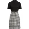 Julia Jordan Mixed Media Short Sleeve Minidress In Black