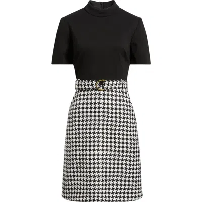 Julia Jordan Mixed Media Short Sleeve Minidress In Black