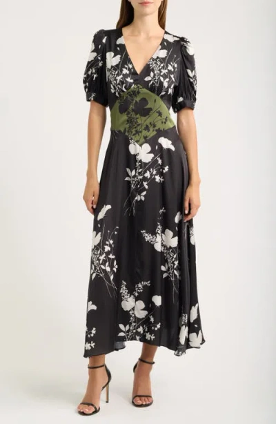 Julia Jordan Mixed Print Floral Dress In Black