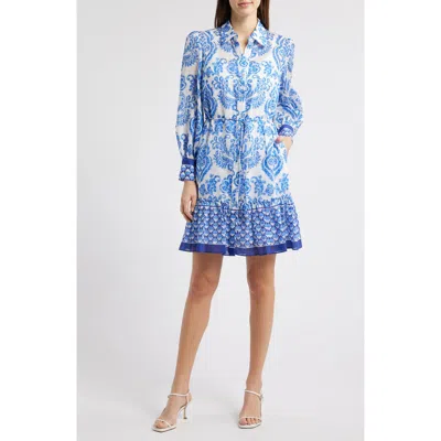 Julia Jordan Mixed Print Long Sleeve Shirtdress In Multi