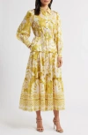 Julia Jordan Mixed Print Long Sleeve Tiered Shirtdress