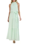 Julia Jordan Mock Neck Three Tier Maxi Dress