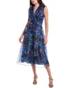 Julia Jordan Flroal Wrap Front Sleeveless Cocktail Dress In Blue