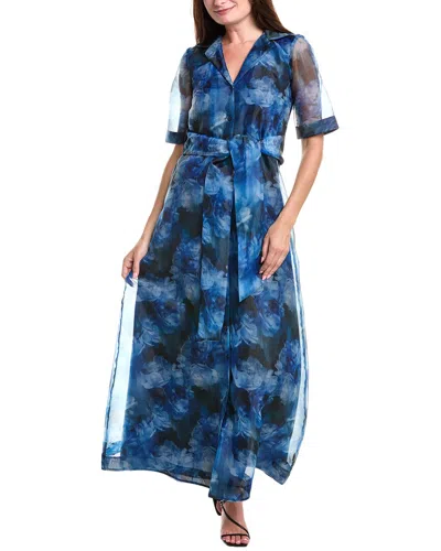 Julia Jordan Organza Shirt Gown In Blue