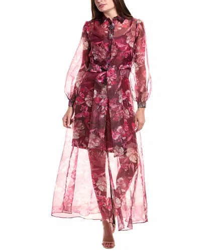 Julia Jordan Long Sleeve Organza Shirtdress In Pink