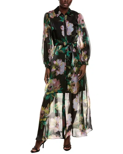 Julia Jordan Organza Shirtdress In Black