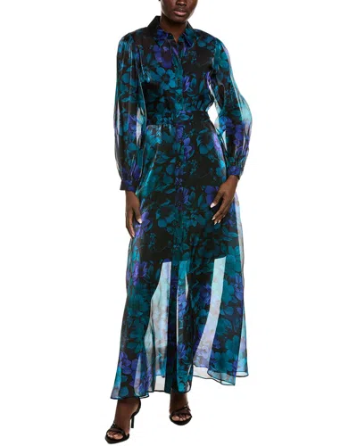 Julia Jordan Organza Shirtdress In Blue