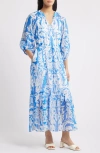 Julia Jordan Chiffon Midi Dress In Blue/ivory