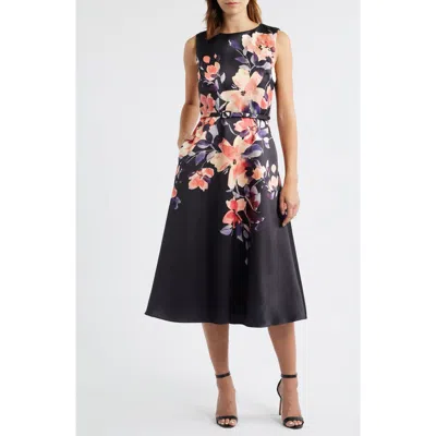 Julia Jordan Placed Floral Cocktail Midi Dress In Multi