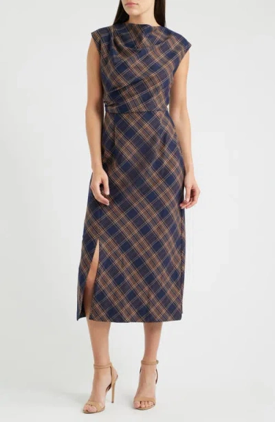 Julia Jordan Plaid Pleated Midi Dress In Multi