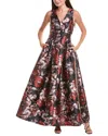 Julia Jordan Pleated Ball Gown In Black