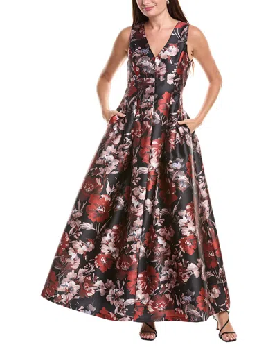 Julia Jordan Pleated Ball Gown In Black
