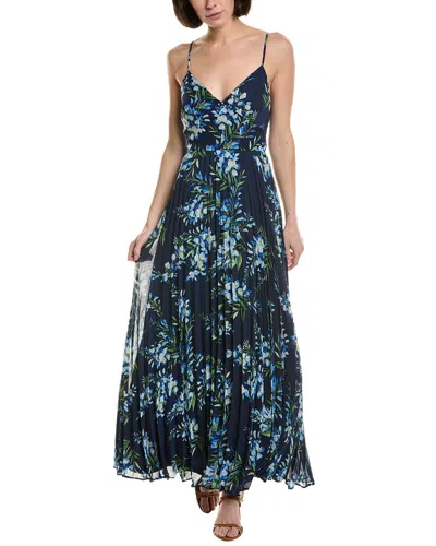 Julia Jordan Pleated Chiffon Maxi Dress In Blue