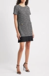 Julia Jordan Pleated Hem Bouclé Minidress In Burgundy