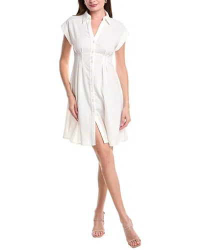 Julia Jordan Pleated Linen-blend Mini Dress In White
