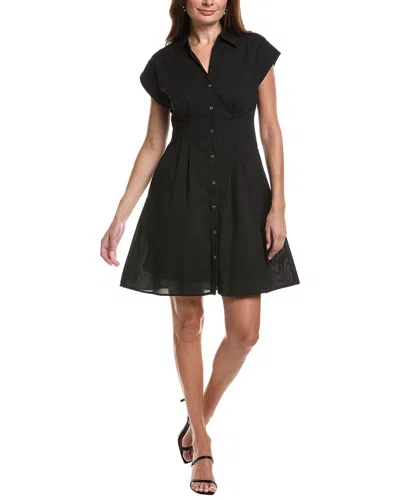 Julia Jordan Pleated Linen-blend Mini Dress In Black