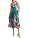 Julia Jordan Pleated Mikado Midi Dress In Green
