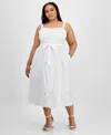 Julia Jordan Plus Size Cotton Sleeveless Eyelet-hem Midi Dress