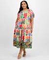 Julia Jordan Plus Size Puff-sleeve Printed Midi Dress