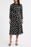 Julia Jordan Polka Dot Long Sleeve Midi Shirtdress In Multi