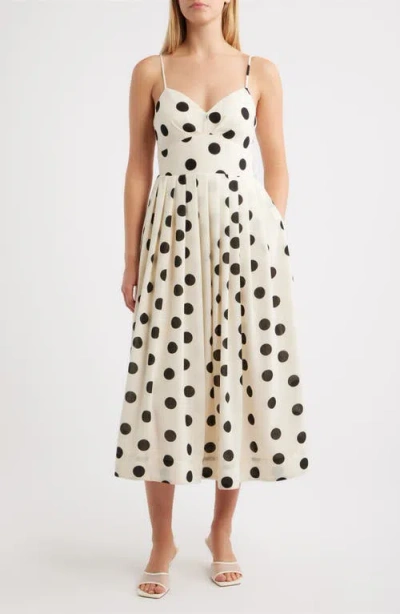 Julia Jordan Polka Dot Midi Dress In Black