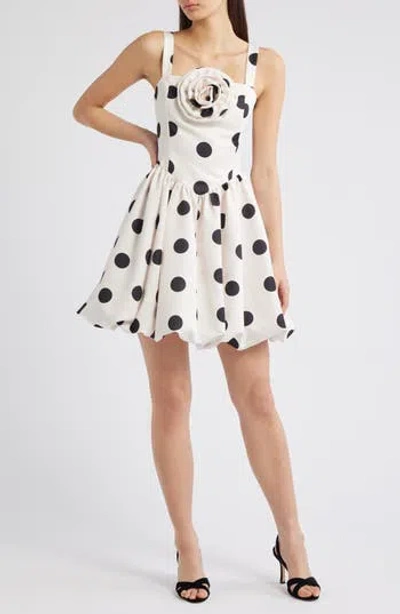 Julia Jordan Polka Dot Rosette Detail Cocktail Minidress In White