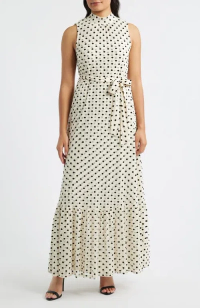 Julia Jordan Polka Dot Sleeveless Gown In Multi