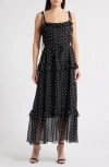 Julia Jordan Polka Dot Tiered Maxi Dress In Black