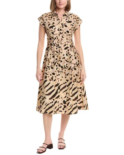 Julia Jordan Poplin Midi Shirtdress In Brown