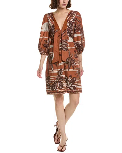 Julia Jordan Poplin Mini Dress In Brown